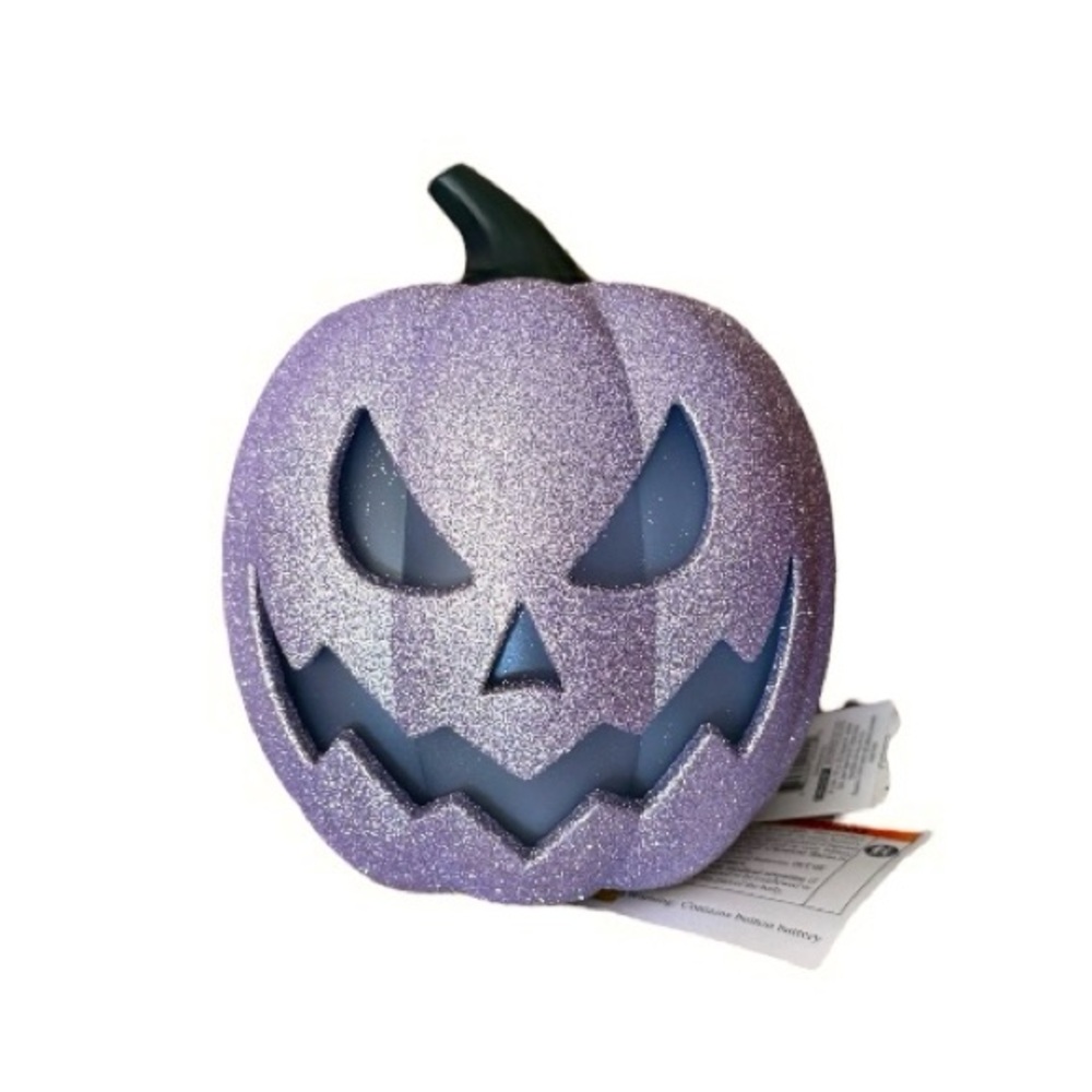 Glittery Purple Jack-O'-Lantern LED Decor